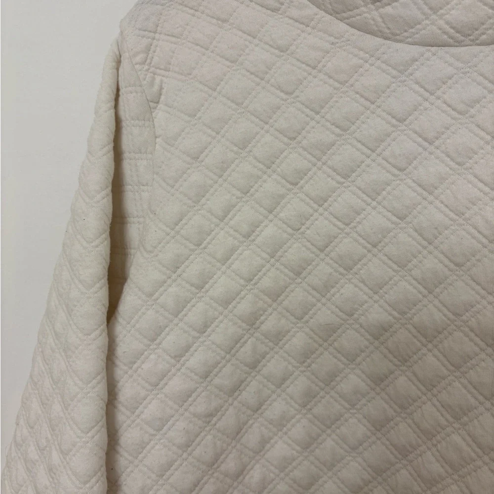J. Crew Factory Quilted Mockneck Pullover Sweater Ivory XL BL249